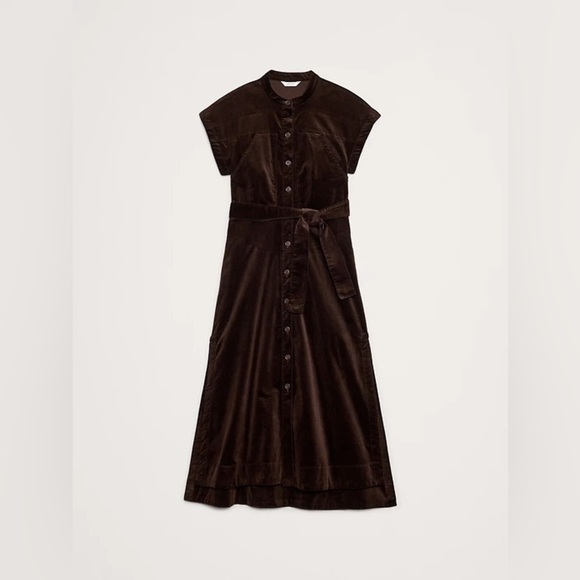 NWT! Banana Republic Brown Corduroy Midi Shirt Dress 🍋 - Picture 5 of 5